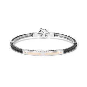 BARAKA Men's BR312411ROAC200002 Rose Gold Stainless Steel White Diamond Bracelet